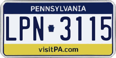 PA license plate LPN3115