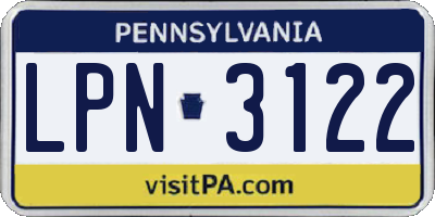 PA license plate LPN3122