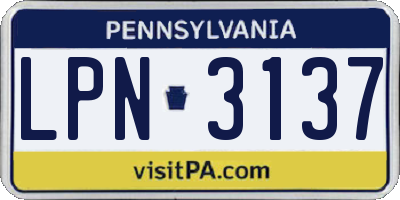 PA license plate LPN3137