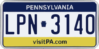 PA license plate LPN3140