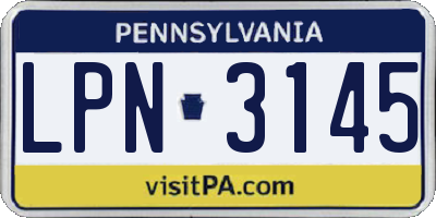 PA license plate LPN3145