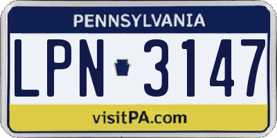 PA license plate LPN3147