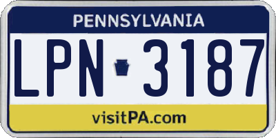 PA license plate LPN3187