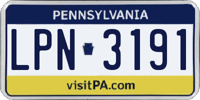 PA license plate LPN3191