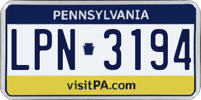 PA license plate LPN3194