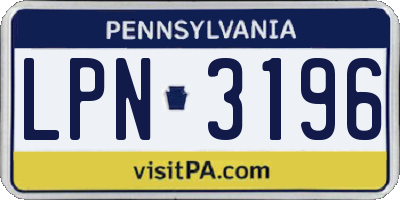 PA license plate LPN3196