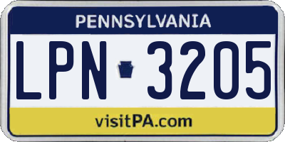 PA license plate LPN3205