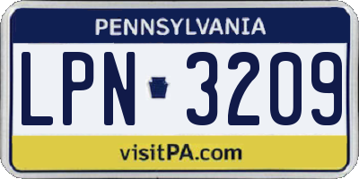 PA license plate LPN3209