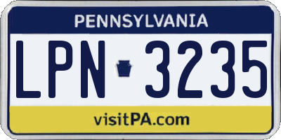 PA license plate LPN3235