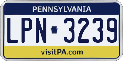 PA license plate LPN3239
