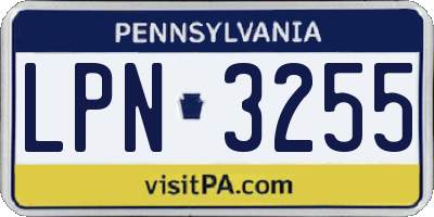 PA license plate LPN3255