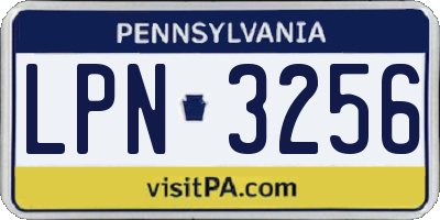 PA license plate LPN3256