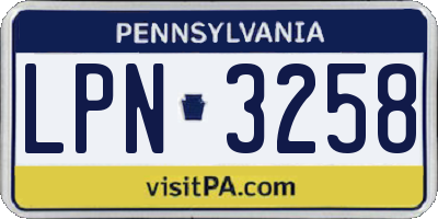 PA license plate LPN3258
