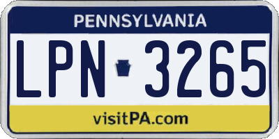 PA license plate LPN3265
