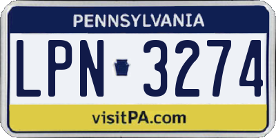 PA license plate LPN3274