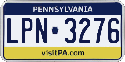 PA license plate LPN3276
