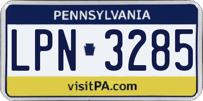 PA license plate LPN3285