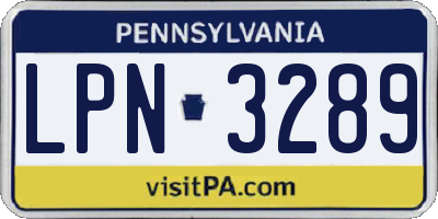 PA license plate LPN3289