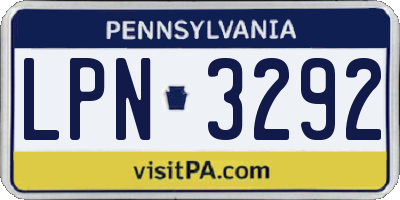PA license plate LPN3292
