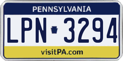 PA license plate LPN3294