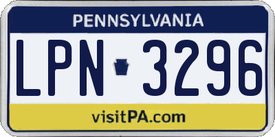 PA license plate LPN3296