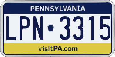 PA license plate LPN3315