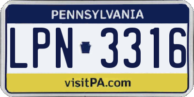 PA license plate LPN3316