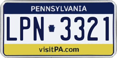 PA license plate LPN3321