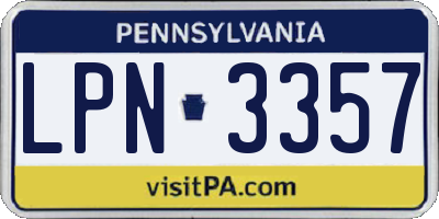 PA license plate LPN3357