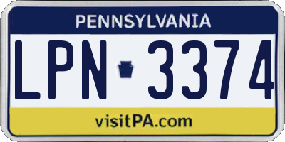 PA license plate LPN3374