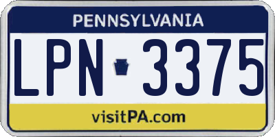PA license plate LPN3375
