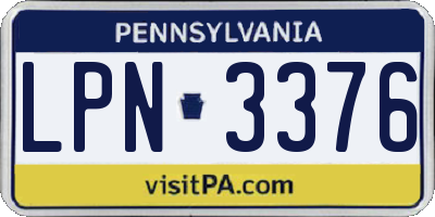PA license plate LPN3376