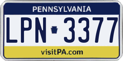 PA license plate LPN3377