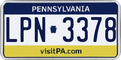 PA license plate LPN3378