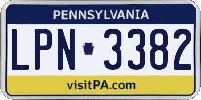 PA license plate LPN3382
