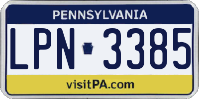 PA license plate LPN3385