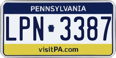 PA license plate LPN3387