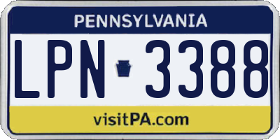 PA license plate LPN3388