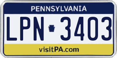 PA license plate LPN3403