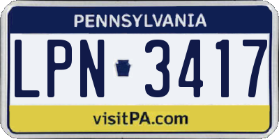 PA license plate LPN3417