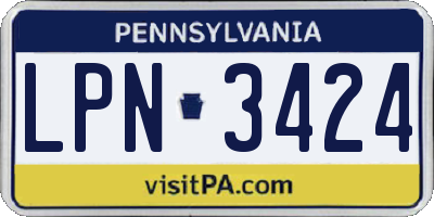 PA license plate LPN3424