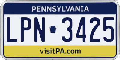 PA license plate LPN3425