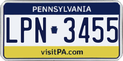 PA license plate LPN3455