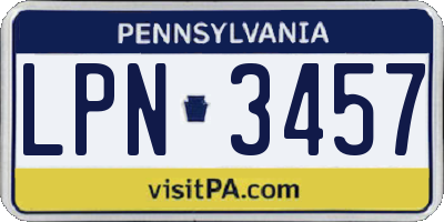 PA license plate LPN3457