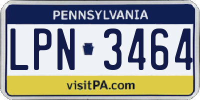 PA license plate LPN3464