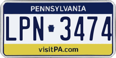 PA license plate LPN3474