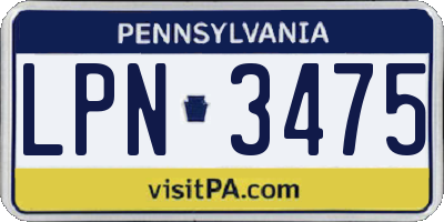PA license plate LPN3475