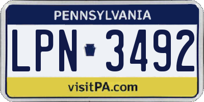 PA license plate LPN3492