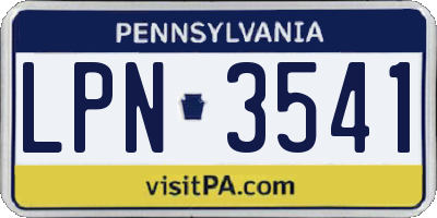 PA license plate LPN3541