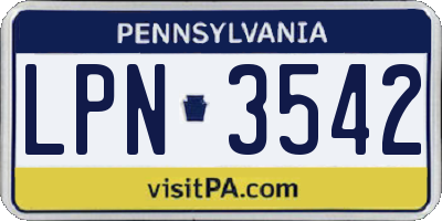 PA license plate LPN3542